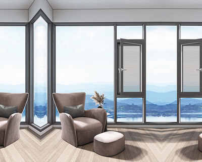 109极窄断桥连体外框窗纱一体(内开圆压线)