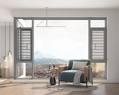 110极窄断桥窗纱一体内外平框(内开内外平框)